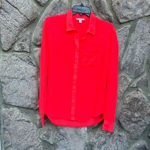 American Eagle Outfitters Semi-Sheer Coral Blouse
